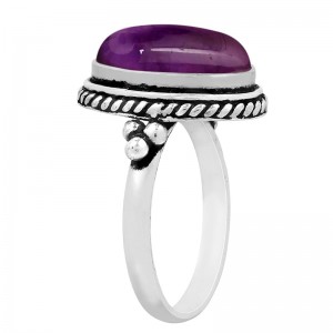 Hongde Mystic Amethyst Sterling Ring 925 Sterling Silver Pläterad Handgjorda Statement Ringar För Kvinnor Southwest Bohemian Birthstone Ring Smycken