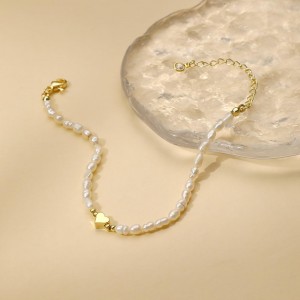 Hongde 14K guld-Pläterad Pearl Heart Armband Pearls of the Heart armband