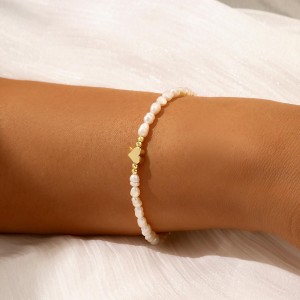 Hongde 14K guld-Pläterad Pearl Heart Armband Pearls of the Heart armband