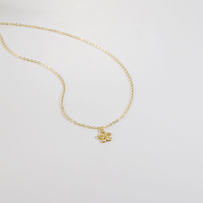 Hongde Golden Bloom Halsband 2-------14K guldpläterat halsband för kvinnor - Snygg blomma, blad, pärla, träd, bi, sol, bar, oändlighet, stjärna, pil, droppe, halsband med fjärilshäng, enkla smycken