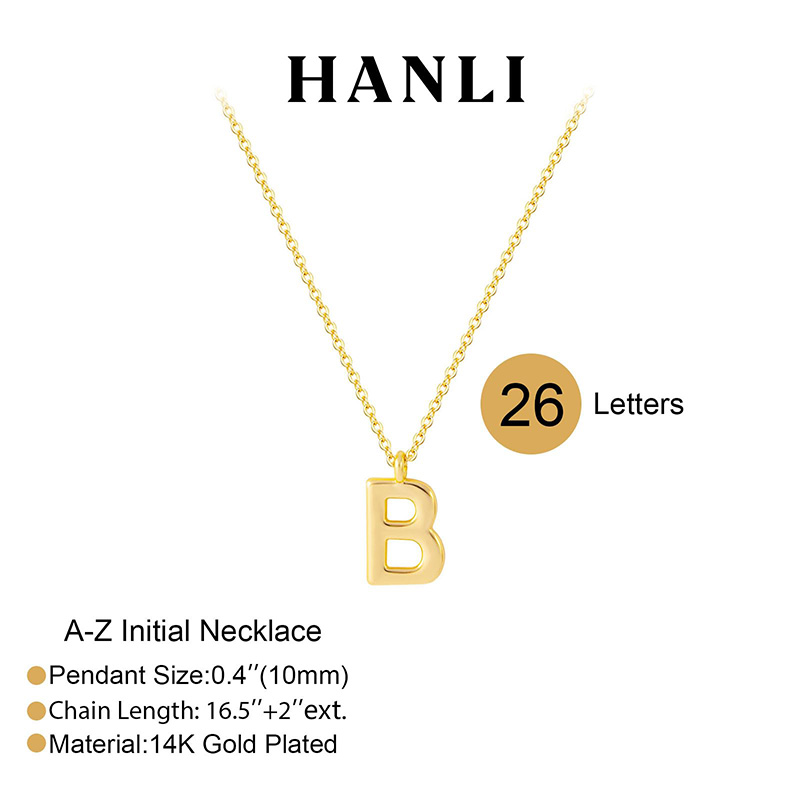 Hongde 14K guldpläterad A-Z Initial Necklace Initial Halsband för kvinnor - 14k guldpläterat läckert brevhalsband Enkelt alfabet A-Z Halsband Personlig Monogram Namn Halsband för kvinnor smycken