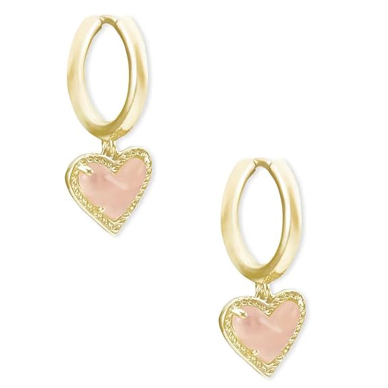 Blush Heart Charm Hoop örhängen Heart Huggie örhängen för kvinnor, modesmycken