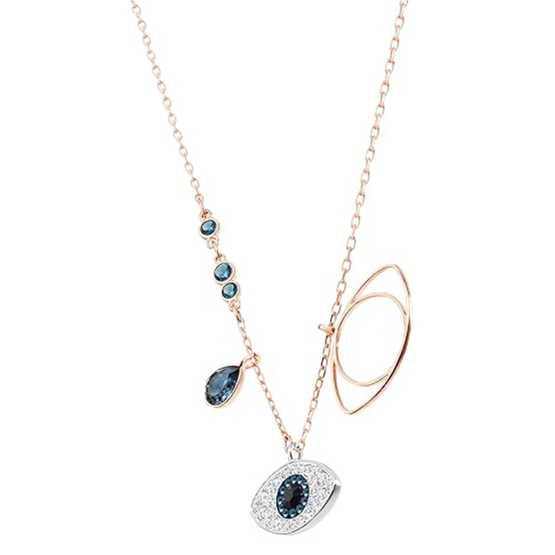 Radiant Guardian Evil Eye Halsband med blå zirkonaccenter en symbol för elegans, skydd och tidlös stil