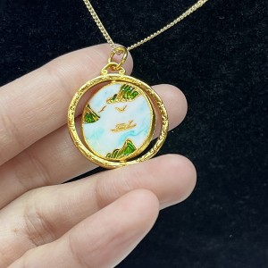 Reversibelt anpassat mönsterhänge guldpläterat långt halsband