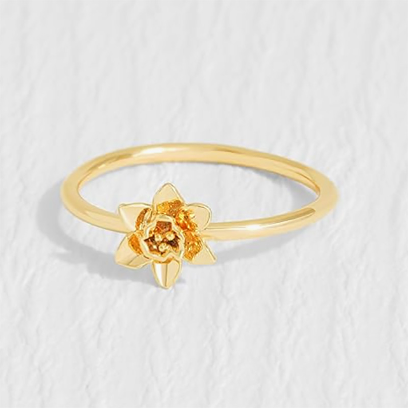 Utsökt 18k guld-Pläterad 925 Sterling Silver Floral Ring med delikat blommande blommedesign - Elegant och lättnatur-Inspirerade smycken för kvinnor