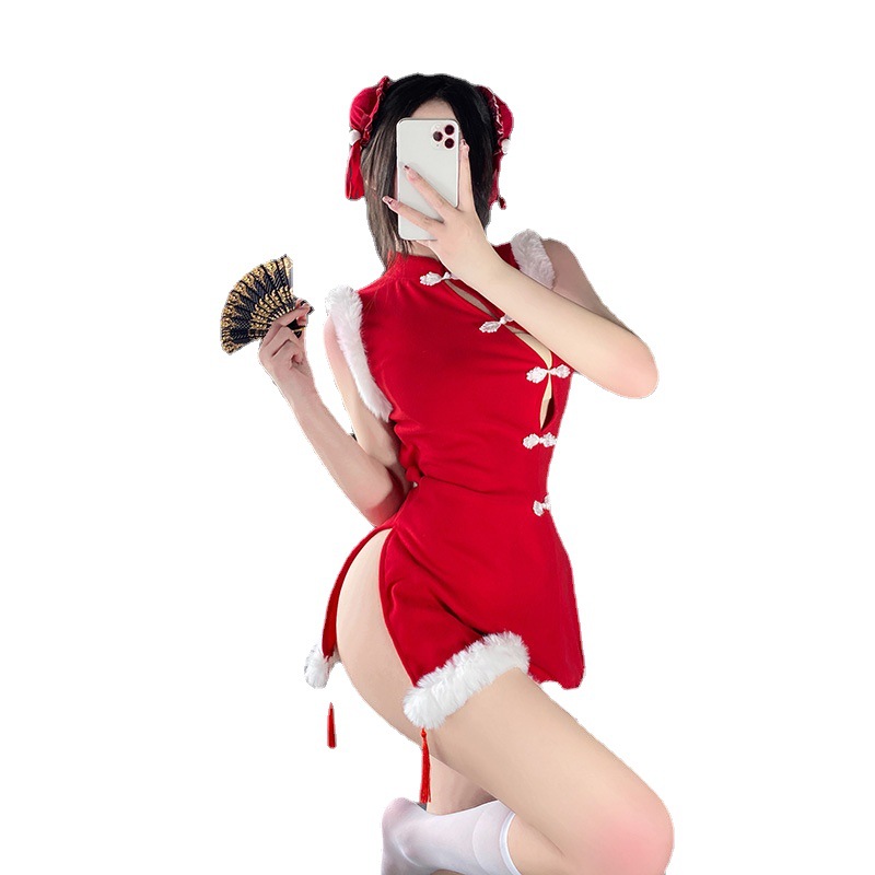 Ny-Style Cheongsam, Sexig Bunny Girl Cosplay Uniform, Internet - kändisuppsättning, lockande kanin - Tematnyårskläder för kvinnor, prestanda bär 330 pris:$112.99