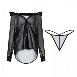 Ny stil plus-Storlek sexig underkläder. En ren och lockande se-Genom chiffonglipklänning med en djup V-nacke, låg-Skär design och hängslen, en del av ett enhetligt SET2622 Pris:$108.99