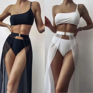 2025 Fashion New Style European and American Style spets-upp sexig rygglös bikini tre-Piece Set, backless baddräkt, tillgänglig i lager V041 Pris:$79.99