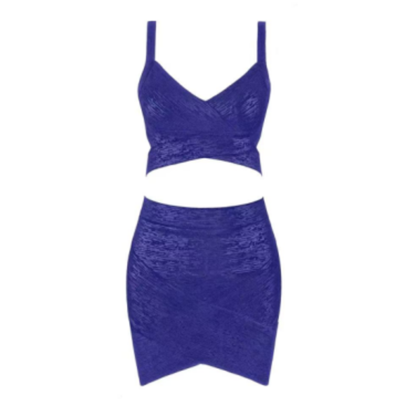 Summer Gold Printed Knit Camisole, Hip Wrap Skirt Set