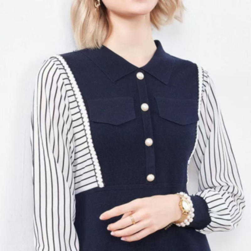 Tidig höst liten omvänd krage stickad halv cardigan