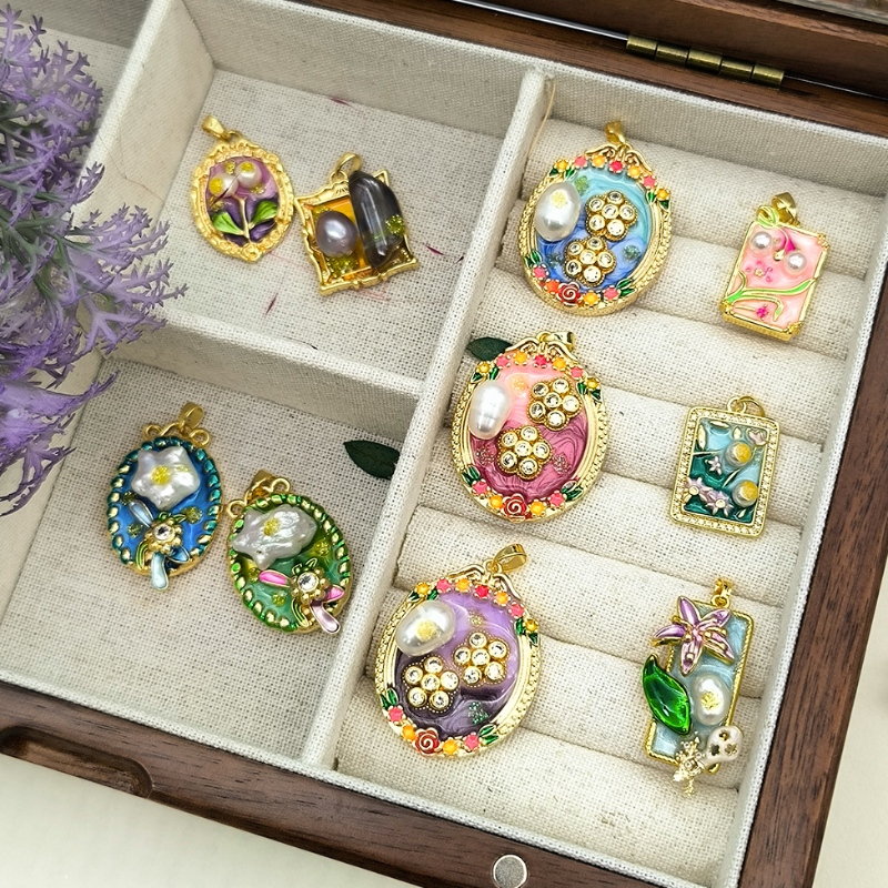 Vintage oljemålning hänge