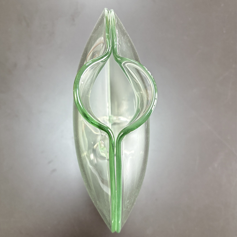 Zhongtai rostfritt stål fisk munform krökad rund hög-Transparensvas med 23 cm metallbas för blommorarrangemang