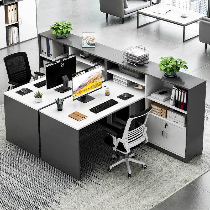 KW01 stil kontorsbord - 2-4 Person Luxe Modern Workstation med förvaringsskåp, Executive Office Furniture Combination Skrivbord för personal