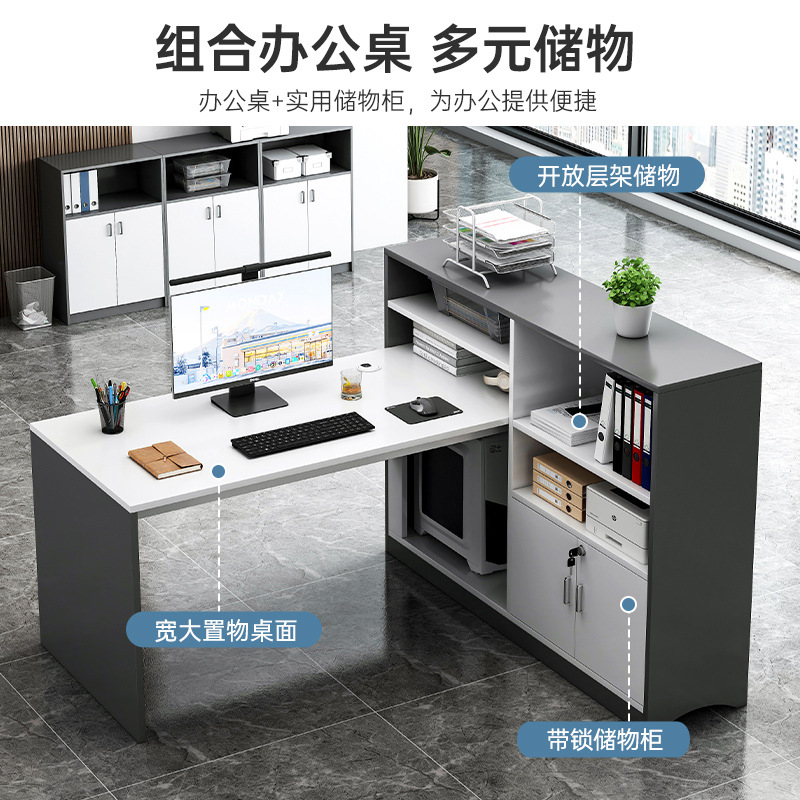 KW01 stil kontorsbord - 2-4 Person Luxe Modern Workstation med förvaringsskåp, Executive Office Furniture Combination Skrivbord för personal