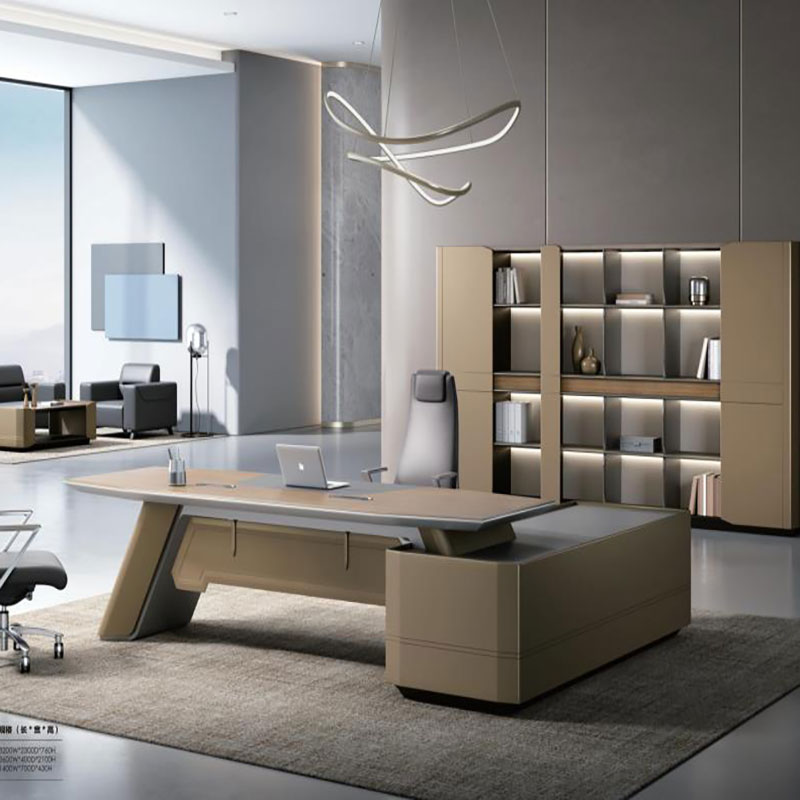 Modell DBT003Lyx Executive Desk - Modern minimalistisk chef\\\\\\s kontorsbord med belysning, premium kontorsbord och stolset, imponerande president\\\\\\s skrivbord